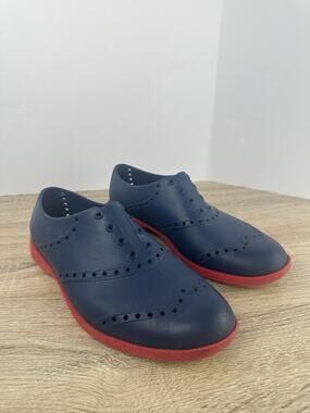 Biion Women’s Oxford Golf Shoes Navy Blue Red Waterproof EVA US 8 EU 39